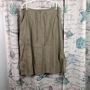 Linen skirt, drawstring waist, gathering strings at hemline..16